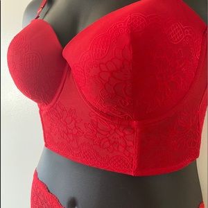 Red Lace Corset Bra